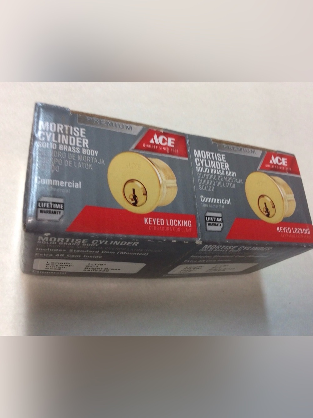 2 Pack Ace Mortise Cylinder Solid Brass Body Keyed Locking 1-1/8" SC1 5405329